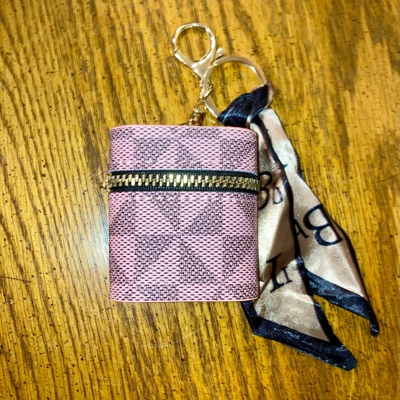 Accessories - Geometric Bag Charm Keychain Pouch Pink